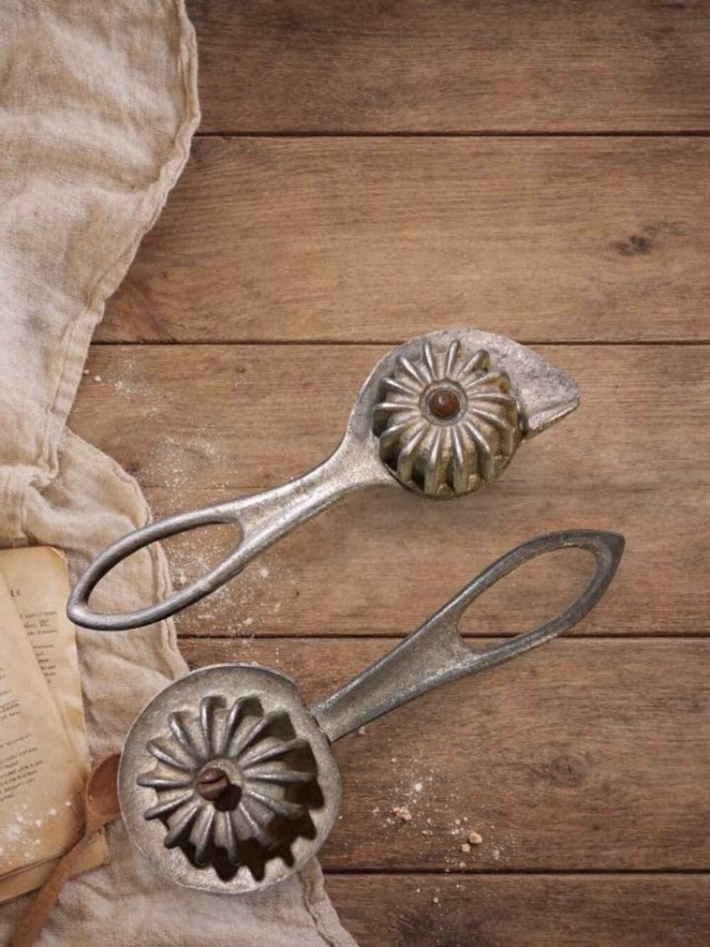 Vintage Cast Aluminum Biscuit Cutter With Handle And Fluted Design